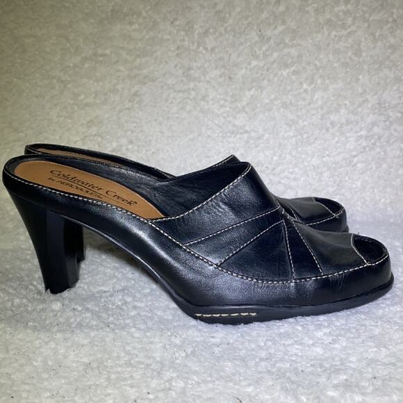 Coldwater Creek x Aerosoles Black Leather TIA DONNA Mules Heels, Sz 9.5 - Picture 6 of 10